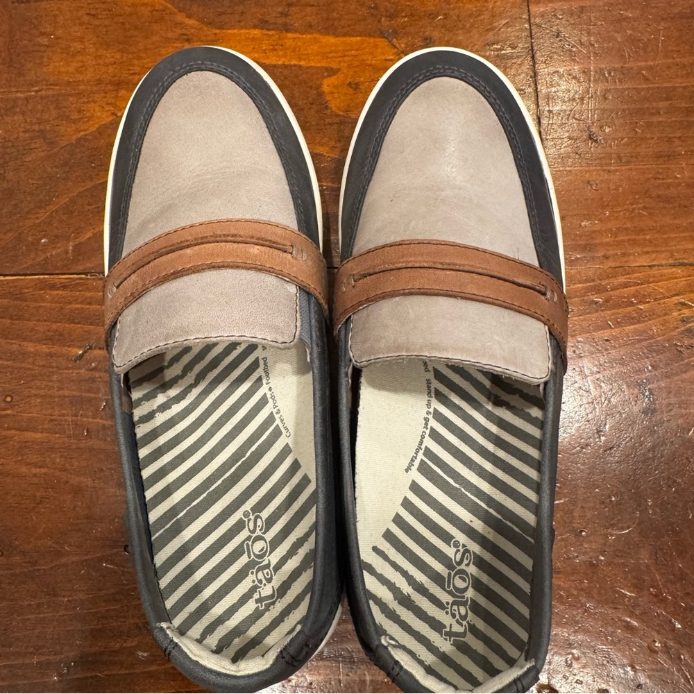 Taos Upward Sneaker Women Gray, Blue,Tan Leather Comfort minimalist Shoes Sz 6.5 - Picture 3 of 11